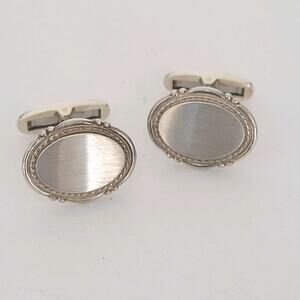 Vintage Mid 20thC Japanese Modernist Wako 950 Sterling Silver Cufflinks